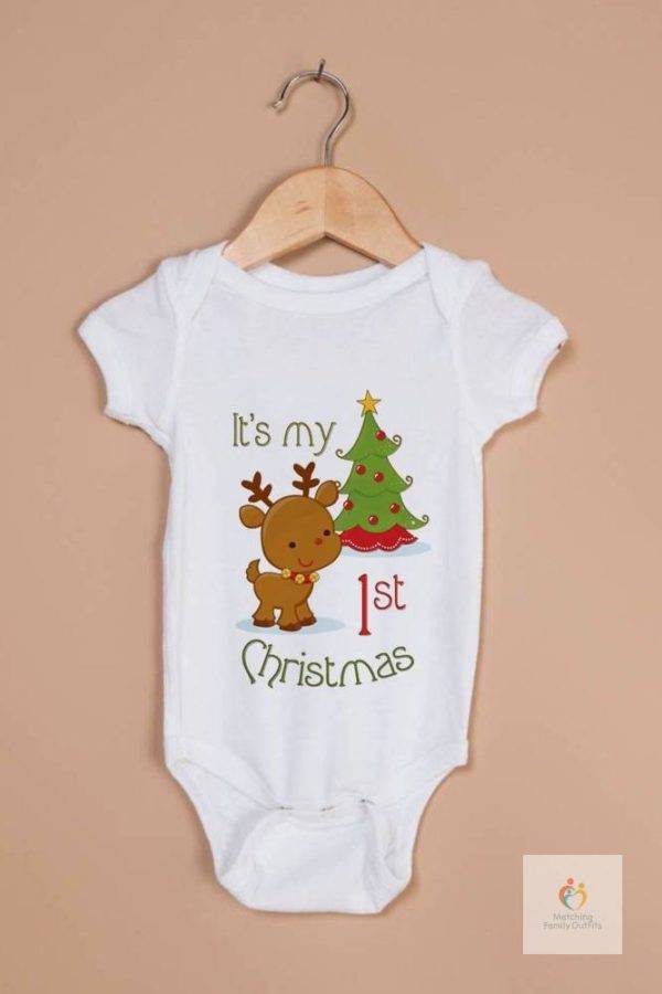 Matching Family Christmas T-Shirts & Baby Romper – Mom, Dad & Baby First Christmas Outfits