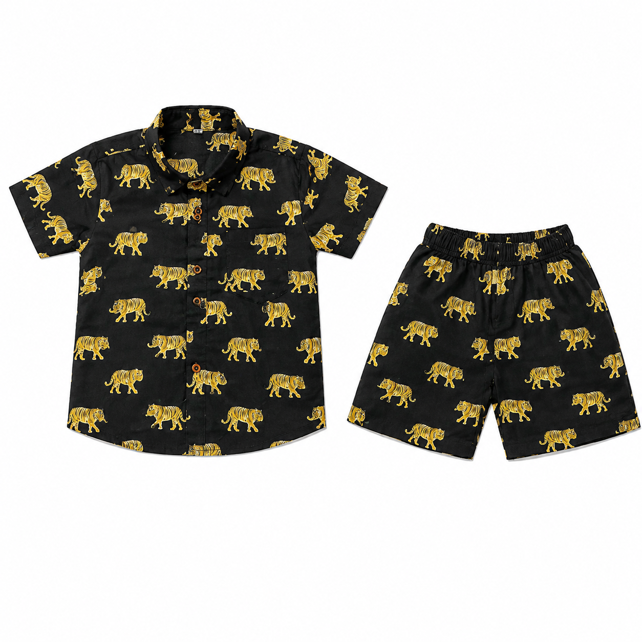 Midnight Tiger Kids 100% Cotton Shirt & Shorts Co-ord Set