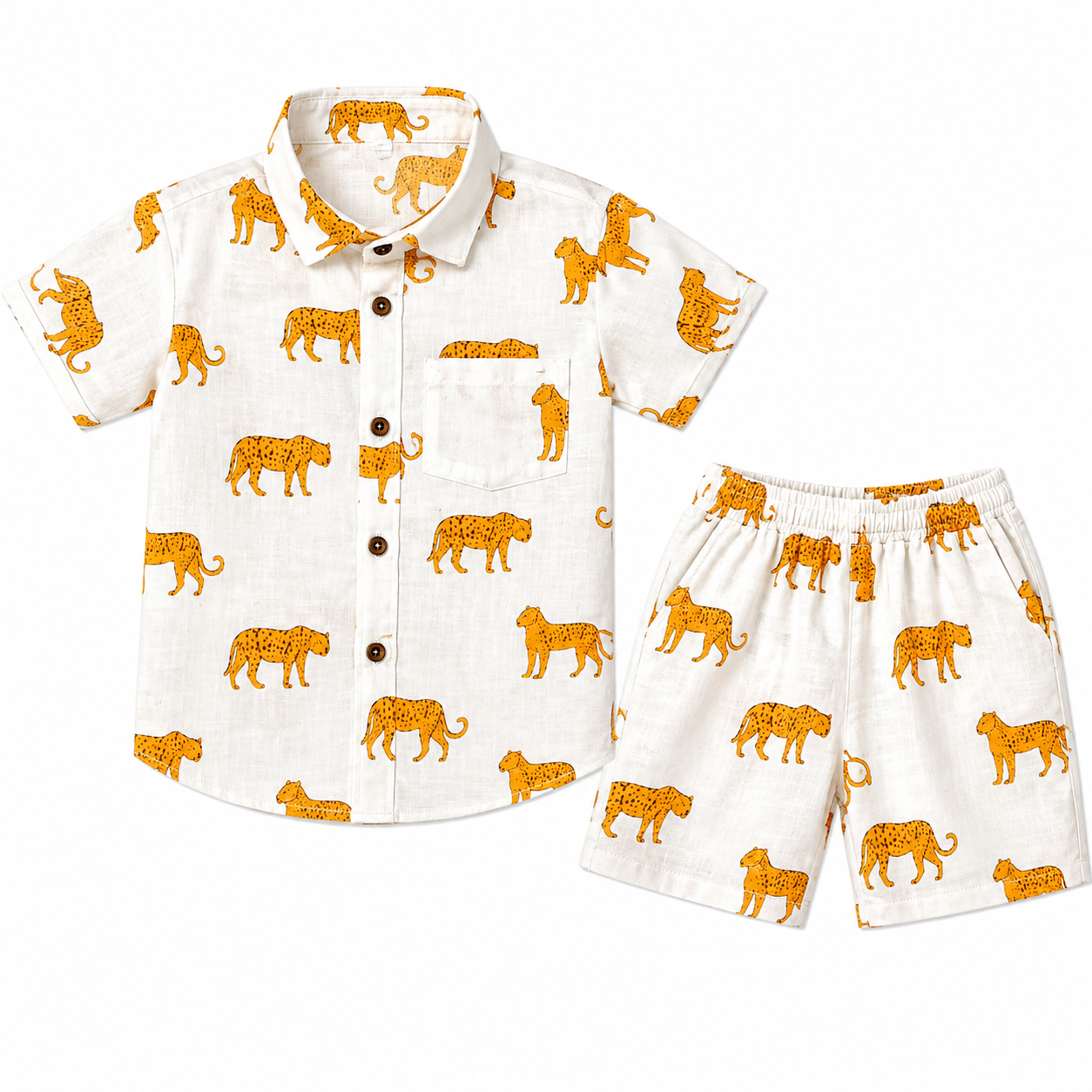 Golden Tiger Hand Printed 100% Cotton Kids Co ord sets