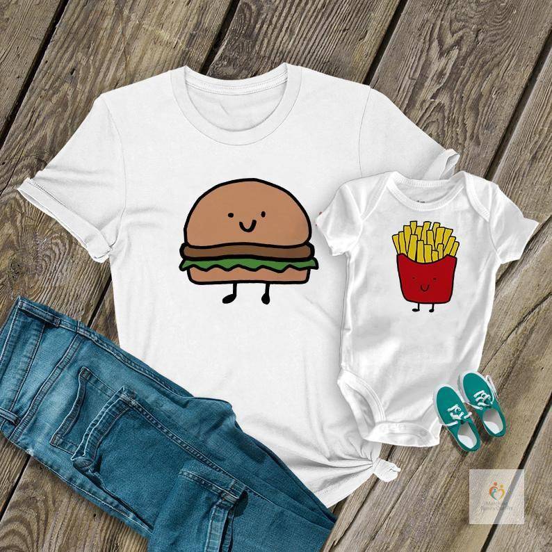 Hamburger French Fries Mom & Baby T-shirts