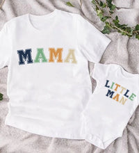 Mama Little Man Printed Family Matching Clothes Mother & Son Short Sleeve Outfit Shirt Fashion Mom Boy T-shirt Tops Baby Bodsuit