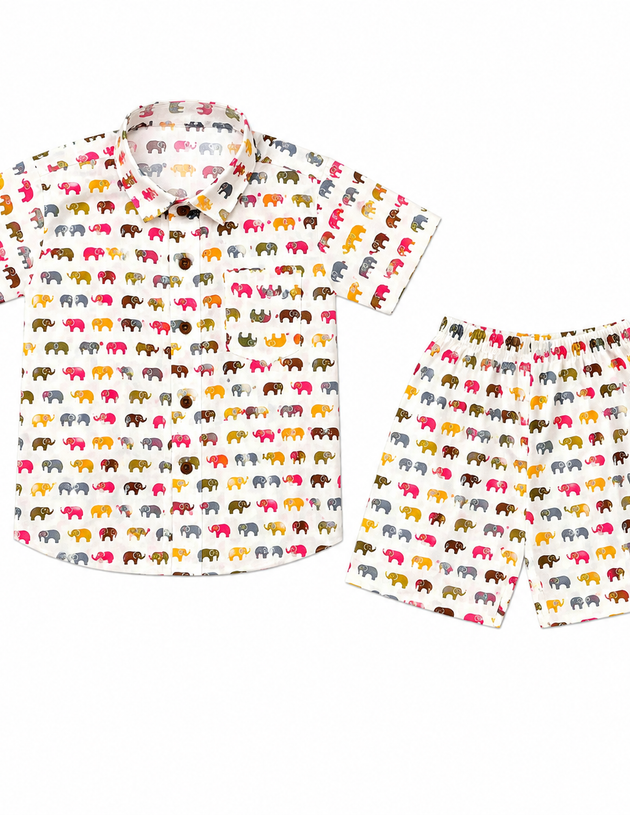 Colourful Elephant 100% Cotton Kids Co-ord Set