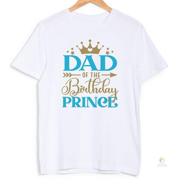 Birthday Prince Family Matching Clothes Mother Father Kids T Shirts Tops Baby Bodysuit Boys Birthday Party Look Outfits 1 2