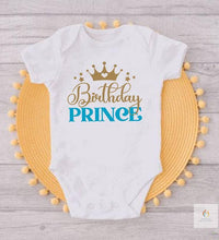 Birthday Prince Family Matching Clothes Mother Father Kids T Shirts Tops Baby Bodysuit Boys Birthday Party Look Outfits 1 5