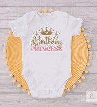 Birthday Princess Family Matching Clothes Mother Father Kid T Shirt Tops Baby Bodysuit Girl Birthday Party Look Outfits 1 2