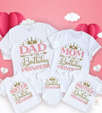 Birthday Princess Family Matching Clothes Mother Father Kid T Shirt Tops Baby Bodysuit Girl Birthday Party Look Outfits 
