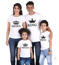 family matching clothes fashion Dad Mom Kids t shirt Princess Prince Queen King 01 print matching family outfits mother 