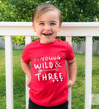 Young Wild and Three Toddler Tshirt 3rd Birthday Shirt Girl Boy Casual Shirt Tops Fashion Style Streetwear Children Gift