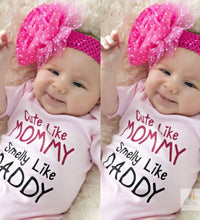Cute Like Mommy Smelly Like Daddy Girl Jumpsuits 0 24M Newborn Infant Baby Girls Romper Jumpsuit Outfits Sunsuit Clothes 2