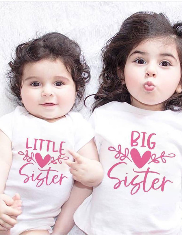 Sibling Sister Matching T shirts Big Sister Little Sister Matching Shirts Kids Tops Baby Bodysuits Pregnancy Announcemen