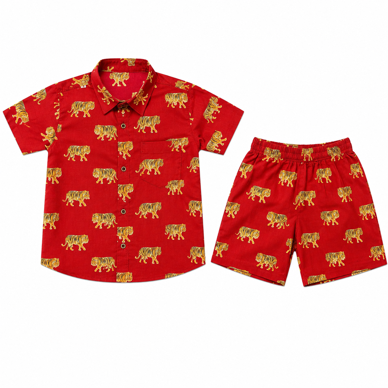 Crimson Tiger Hand Printed Cotton Kids Co ord sets