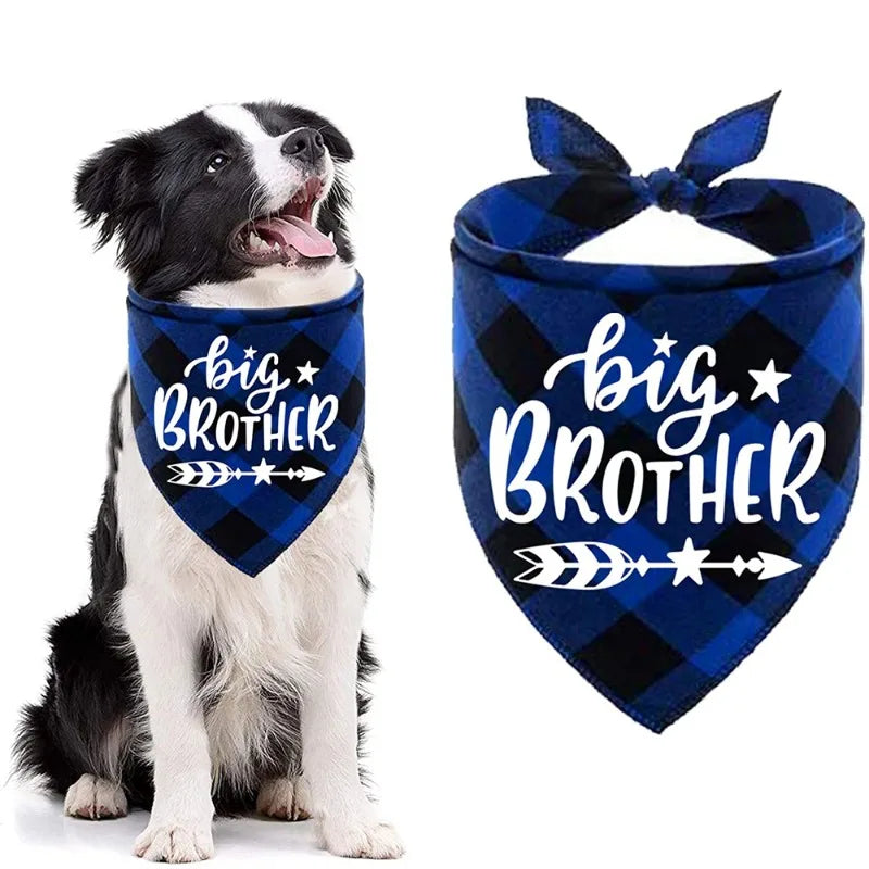 Big Brother Plaid Dog Bandana for Pregnancy Announcement