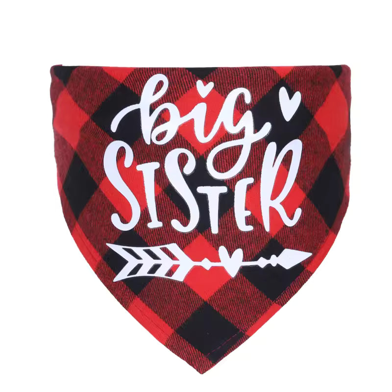 Big Sister Plaid Dog Bandana for Pregnancy Announcement