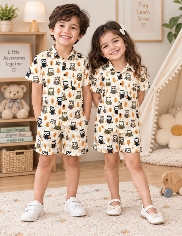 Woodland Owl 100% Cotton Kids Co-ord Set