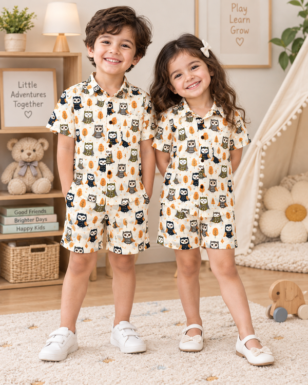 Woodland Owl 100% Cotton Kids Co-ord Set