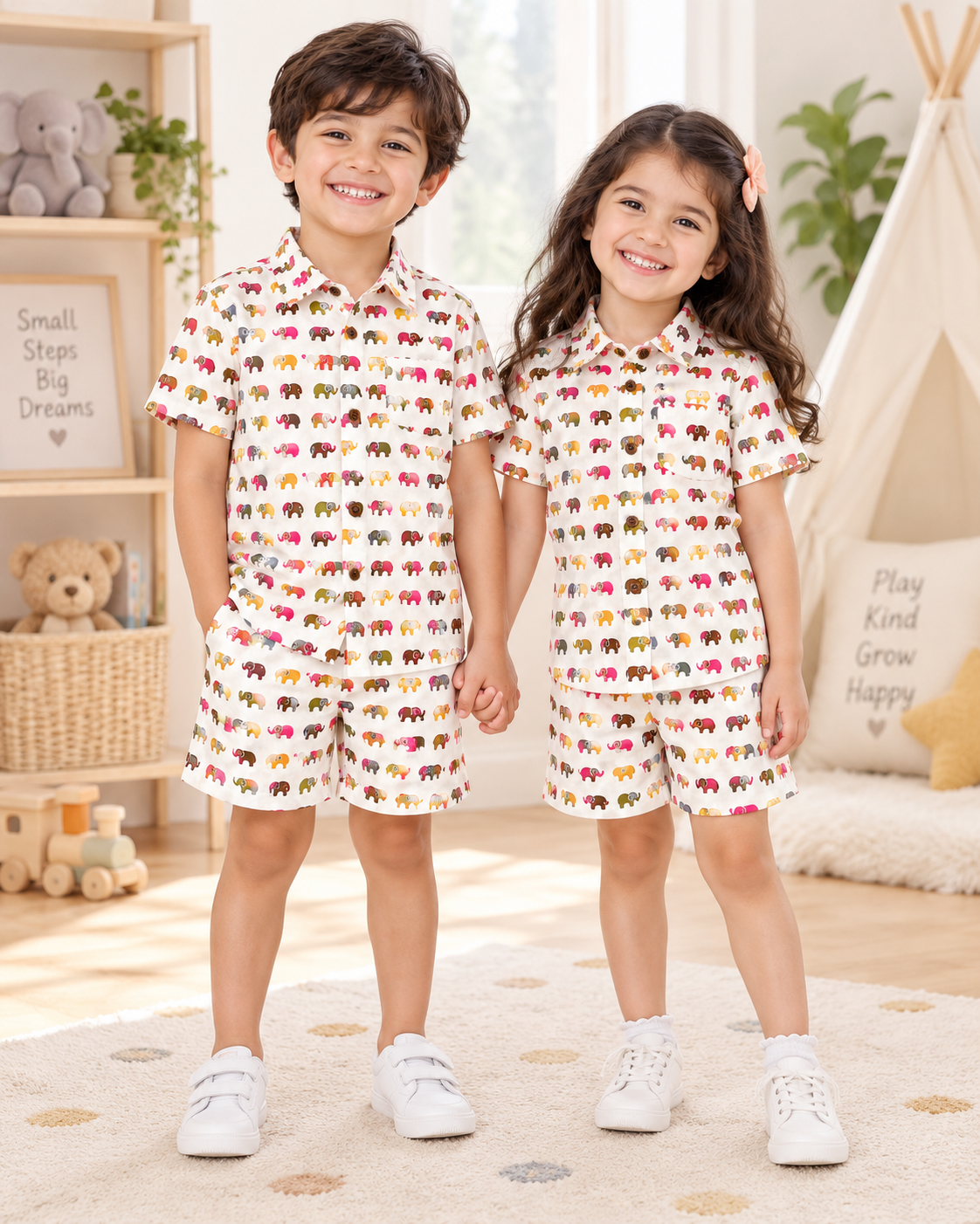Colourful Elephant 100% Cotton Kids Co-ord Set