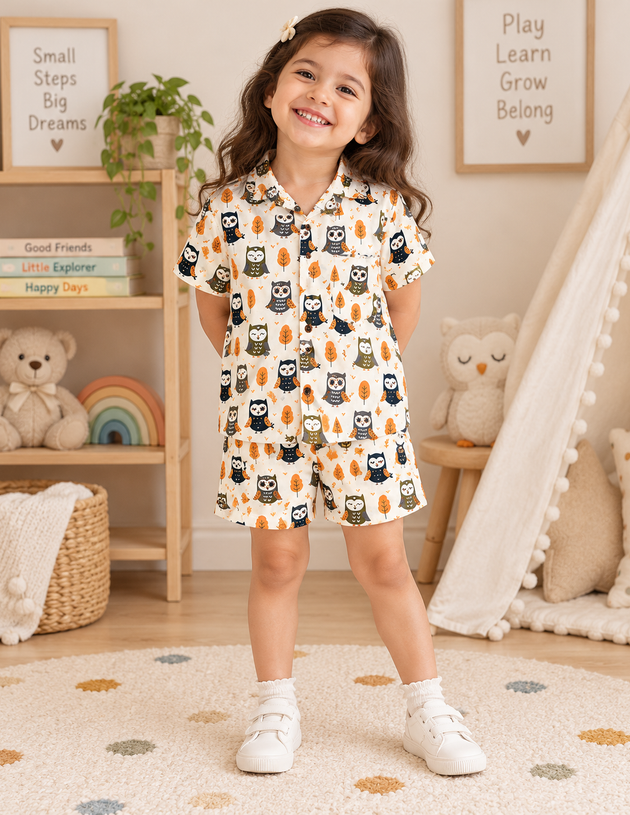 Woodland Owl 100% Cotton Kids Co-ord Set