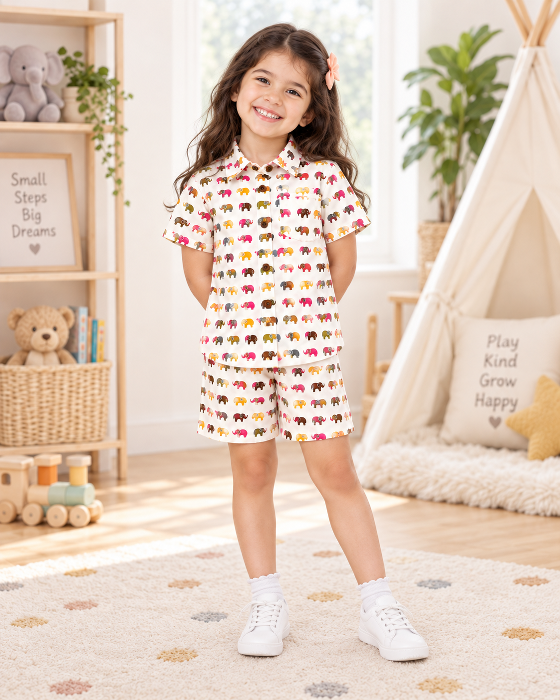 Colourful Elephant 100% Cotton Kids Co-ord Set
