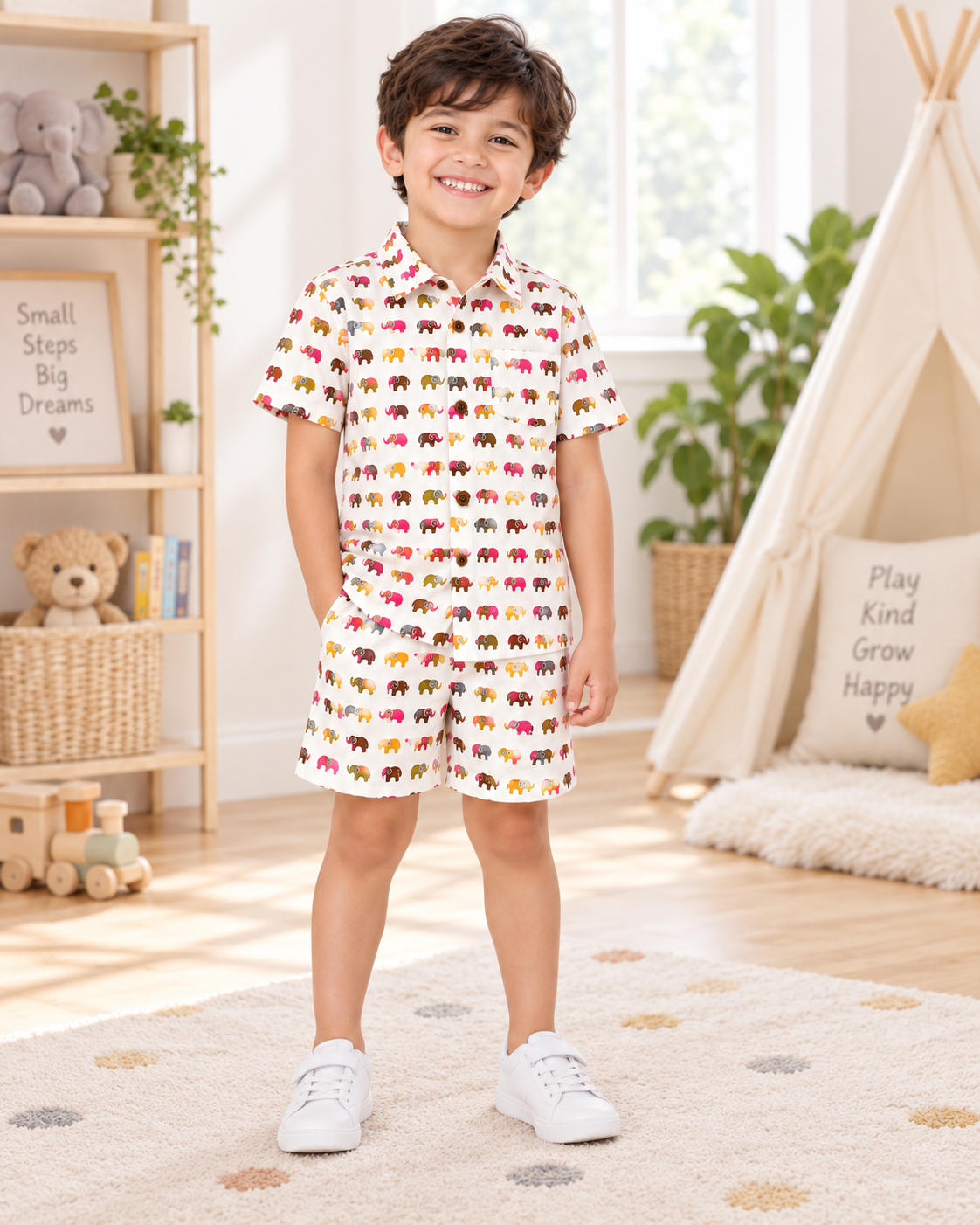 Colourful Elephant 100% Cotton Kids Co-ord Set
