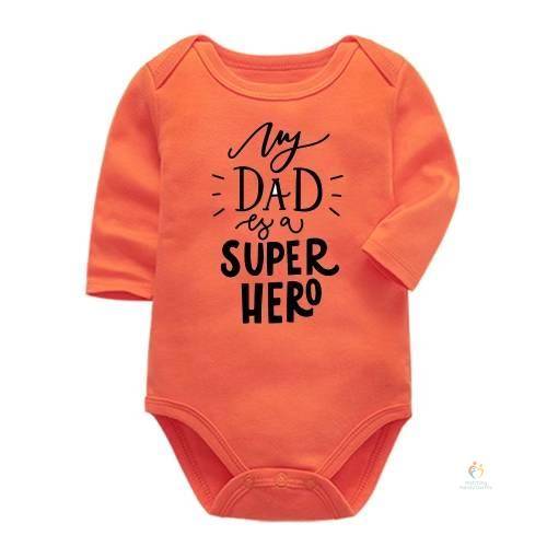 My Dad is a Super Hero Unisex Full-Sleeves Baby Bodysuit