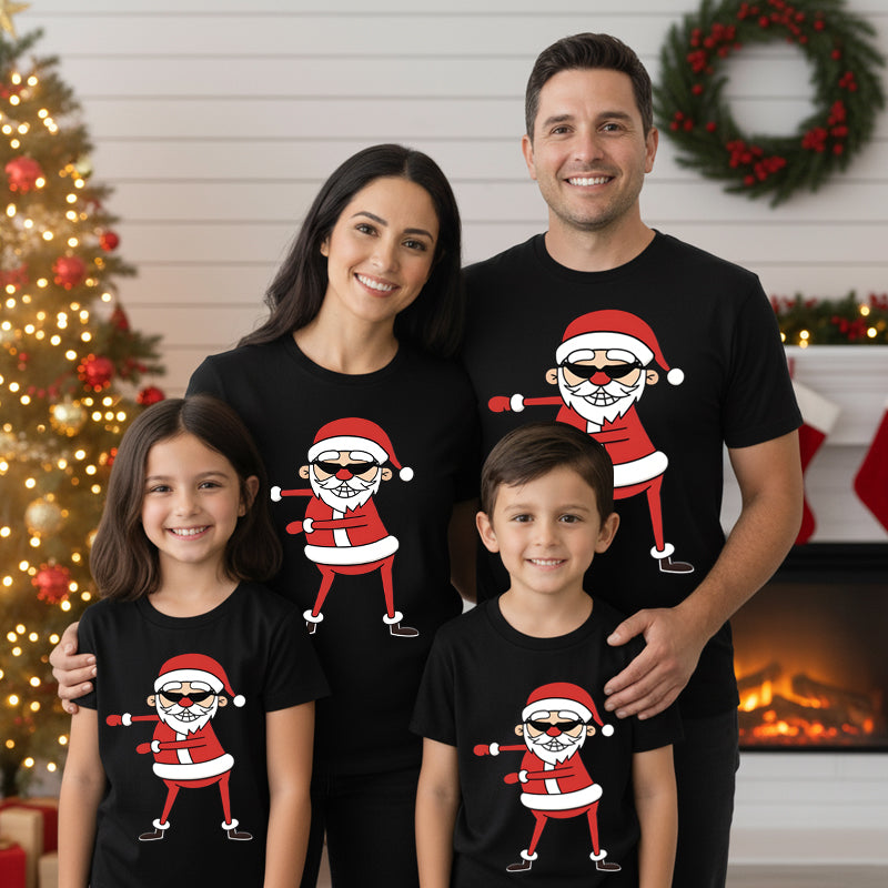 Matching Family Christmas T-Shirts – Dancing Santa Christmas Outfits for Mom, Dad & Kids
