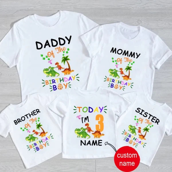 Family Matching Dinosaur Birthday Party Personalized T- Shirts