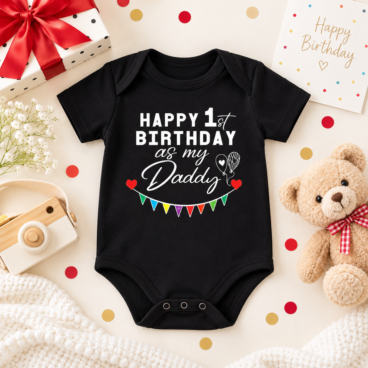 Dad's First Birthday Matching Family T-Shirts & Baby Romper | UAE