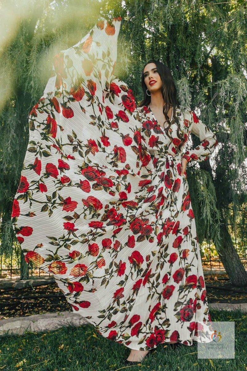 Floral Long sleeves Mother and Daughter Dress