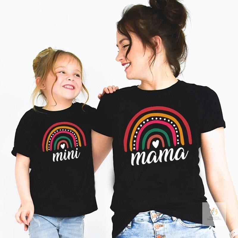 Mother and Daughter Rainbow T-shirts