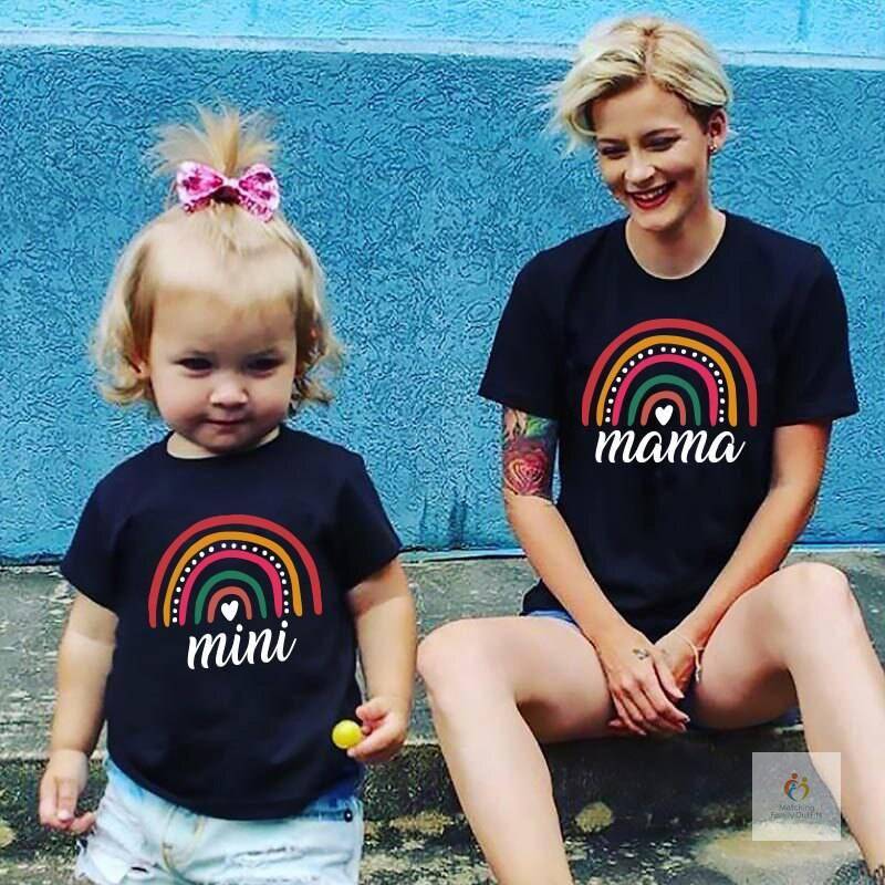Mother and Daughter Rainbow T-shirts