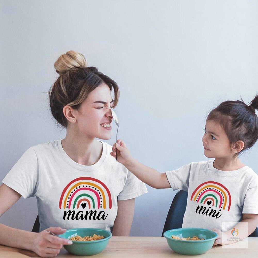 Mother and Daughter Rainbow T-shirts