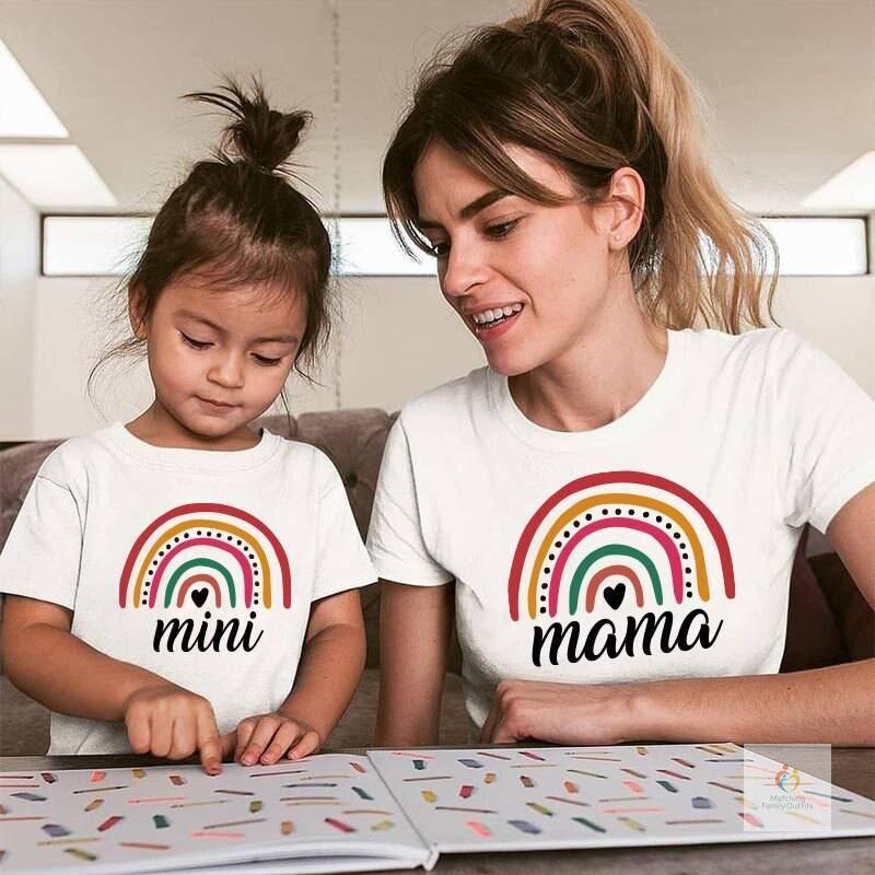 Mother and Daughter Rainbow T-shirts