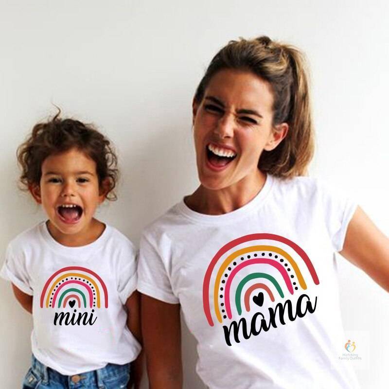 Mother and Daughter Rainbow T-shirts