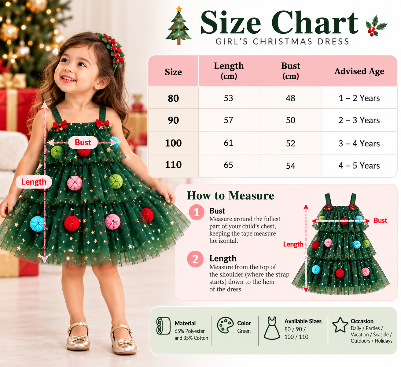 Mother Daughter Matching Christmas Dresses – Emerald Green Gold Star Tulle Party Dresses