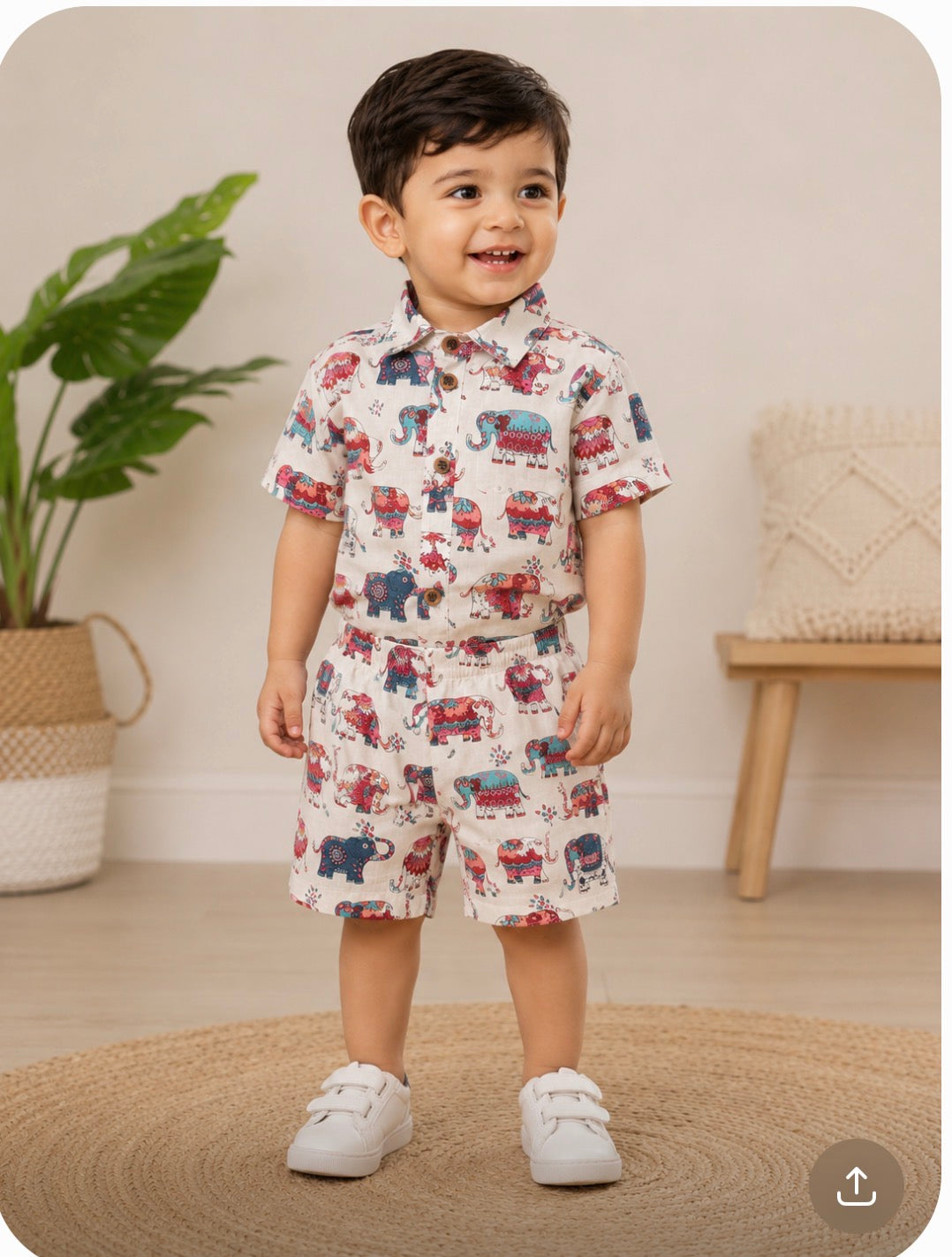 Jaipur Festival Elephant 100% Cotton Kids Co-ord Set