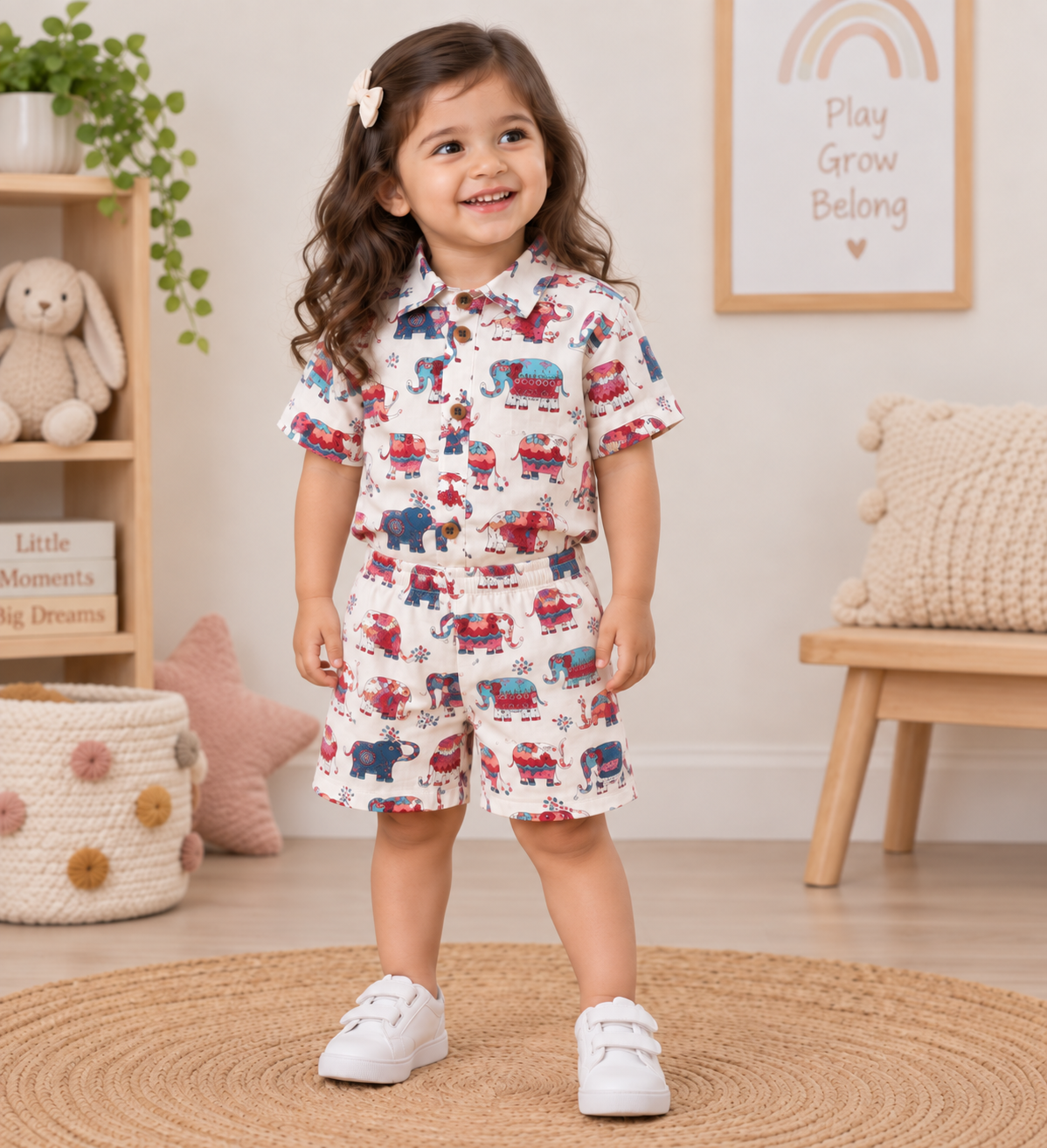 Jaipur Festival Elephant 100% Cotton Kids Co-ord Set