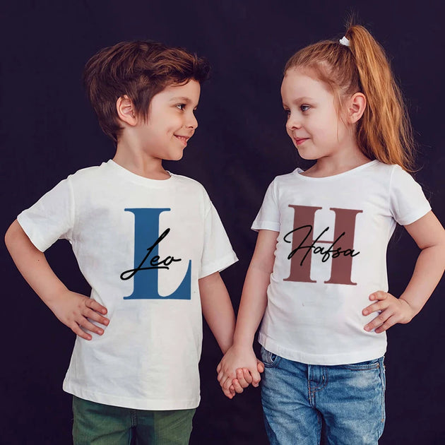 Personalized Kids T-Shirt with Name and Initial