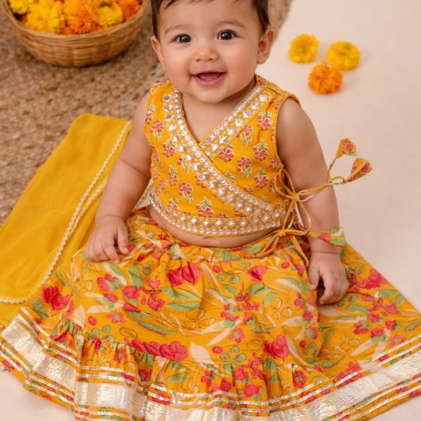 Baby Girl Haldi Lehenga Set