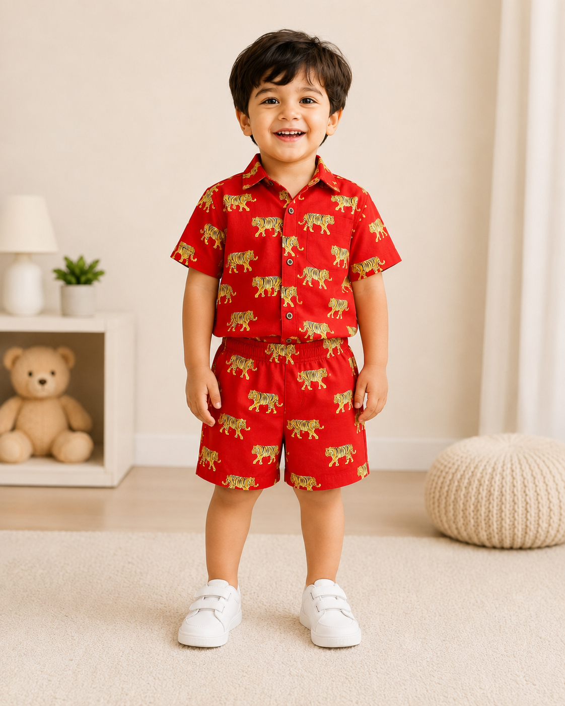 Crimson Tiger Hand Printed Cotton Kids Co ord sets