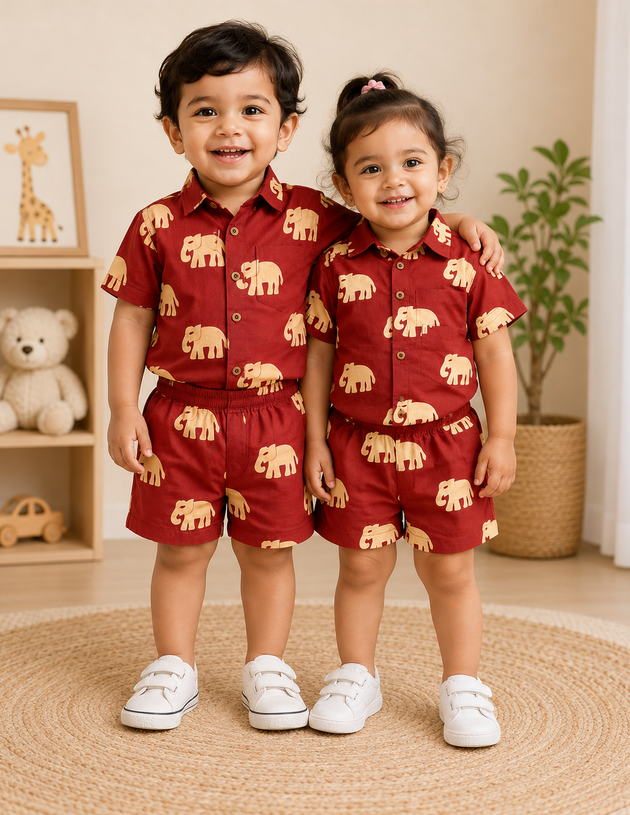 Ruby Elephant 100% Cotton Kids Co-ord Set