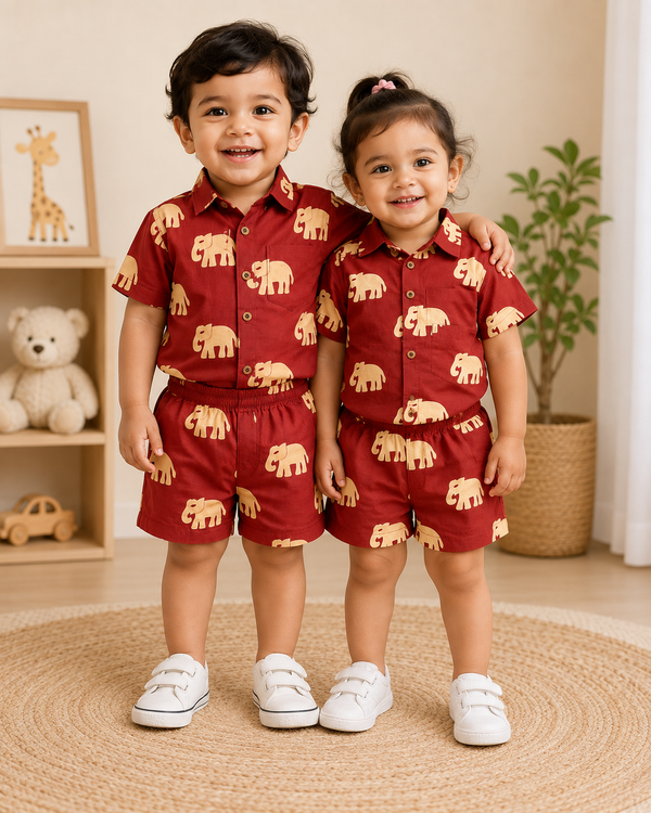 Ruby Elephant 100% Cotton Kids Co-ord Set