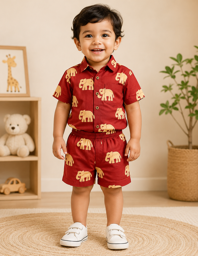 Ruby Elephant 100% Cotton Kids Co-ord Set