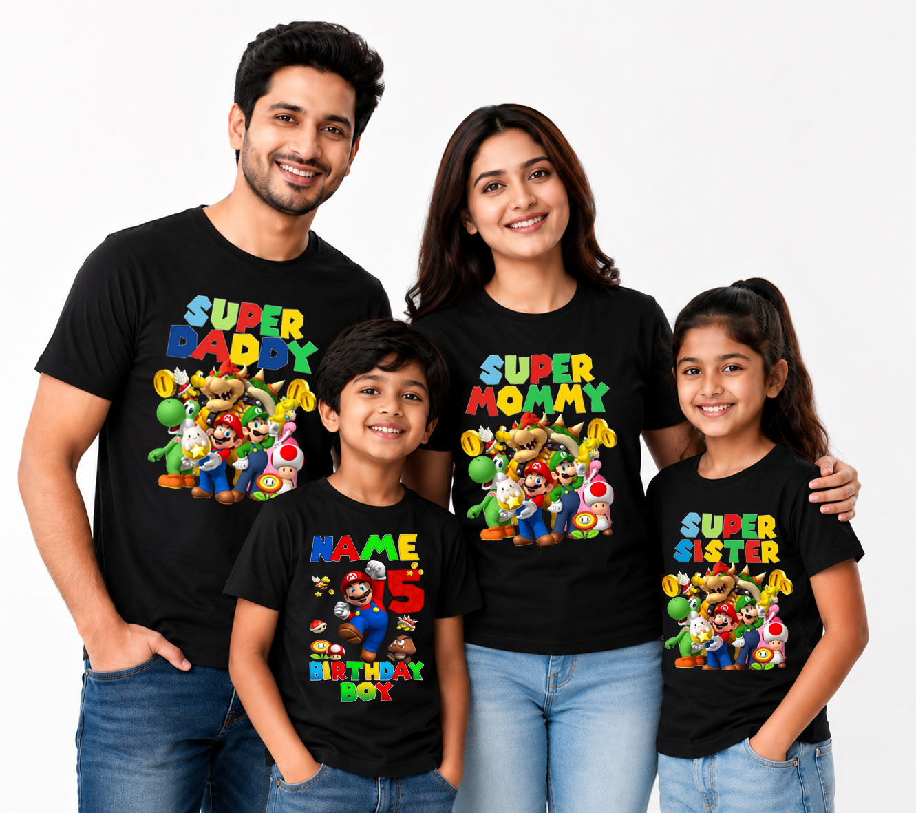 Super Mario Personalised Matching Birthday T-shirts