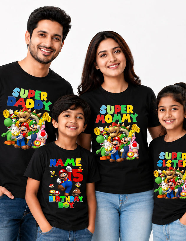 Super Mario Personalised Matching Birthday T-shirts