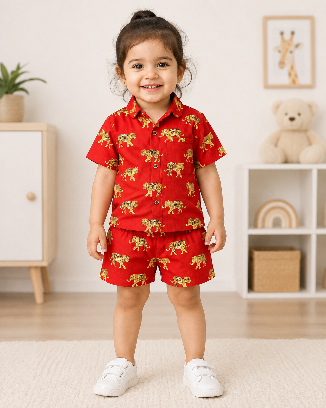 Crimson Tiger Hand Printed Cotton Kids Co ord sets