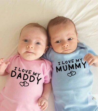 I Love My Daddy Mummy Twins Bodysuits