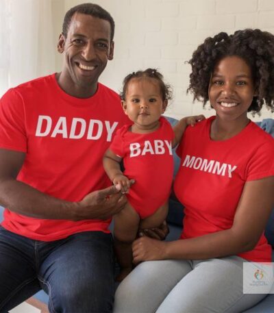 Daddy Mommy Baby Red