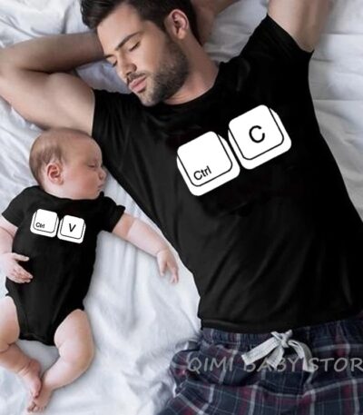 CTRL C CTRL V Family T Shirt Father and Son Daughter Tshirts Matching Oufits Dad Baby