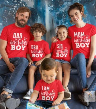 Birthday boy family red