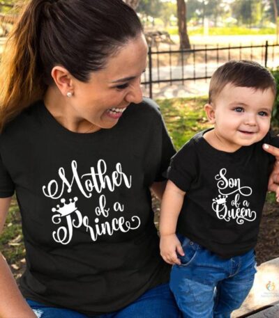 Son of Queen Mother of A Prince Mommy and Son Shirts Mommy and Kid Baby Boy Matching Tshirts Summer Matching Family TShi